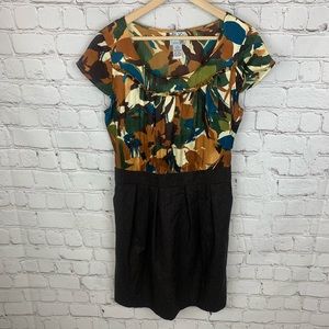 Anthropologie Tabitha Silk Floral Brown Dress 12